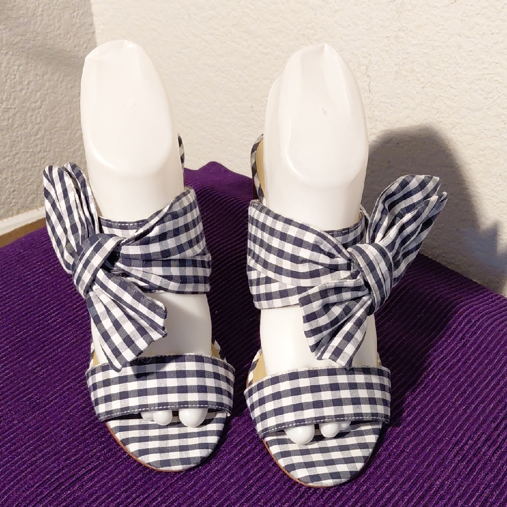 Gingham Bow Strap Sandals